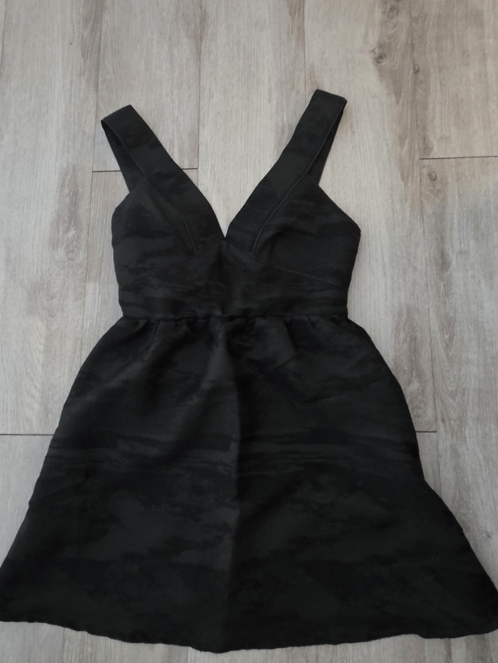 H&M Black V-Neck A-Line Mini Dress